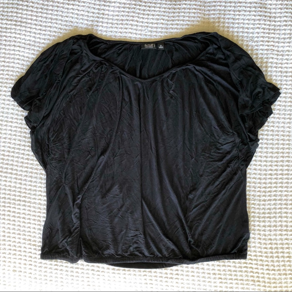 Flutter Arm Flowy Lightweight Top with Stretch - Black - 1X